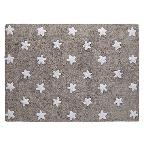 Lorena Canals - Alfombra para bebé (lavable lino estrellas/blanco)