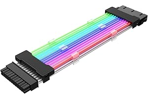 PW TOOLS Câble D'extension d'alimentation RGB Adressable, Câble ATX RGB 24 Pin/2x8 Pin/3x8 Pin, Câble D'extension d'Ligne ATX RGB, Composants Internes PC pour Connecteur Carte ère