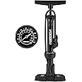 VOGORA Bike Pump Presta & Schrader Valves, Bicycle Pump with Pressure Gauge for all Bikes, Bike Tyre Pump for Car Tyres, Foot Pump for Road Mountain Bikes & Balls