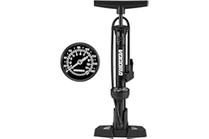 VOGORA Bomba Bicicleta con válvulas Presta y Schrader, inflador Bicicletas con manómetro para Todas Las bicis, hinchador Bicicleta para neumáticos de Coche