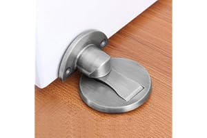 KOLAKO Fermaporta magnetico, invisibile, nichel satinato spazzolato, in metallo da pavimento con adesivo 3M, in acciaio inossidabile Heavy Duty argento