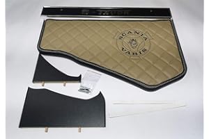 ‎KRAM-TRUCK KRAM-TRUCK Gesteppter, Bestickter Mitteltisch für Auto, Kompatibel mit Scania S/R ab 2017 Neue Generation, Dunkelbeige, Lederimitat auf Schaumstoff 10 mm, Hygienezertifikat