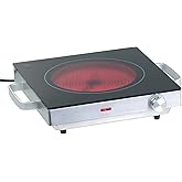 Rosenstein & Söhne Mobiles Glaskeramik-Kochfeld mit Infrarot-Wärme, 2.000 Watt, Ø 20 cm