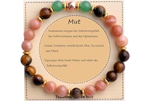 UEUC Heilstein-Perlenarmband für Frauen, Armband mit natürlichen Edelsteinen, Gleichgewichtsschutz, spirituelles Kristallperlenarmband zur Angstlinderung mit Bedeutungskarte