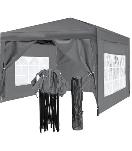 Festnight Tenda Pieghevole con 3 Pareti, Gazebo da Giardino 3x4,5 m Antracite
