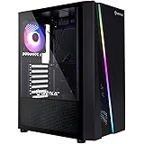 UNYKAch Caja Ordenador ATX GLAYZE Negra, Gaming, Frontal ARGB, Panel Lateral De Cristal Templado, 1 Ventilador RGB 120 mm, Si