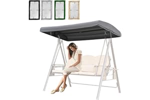 DFANCE Patio Swing Canopy Replacement Top Cover,2 & 3 Seater Waterproof Resistant Swing Canopy Seat Top Sunproof Protection Cover for Porch Garden Yard,Grey,190T:213 * 122 * 18/23cm