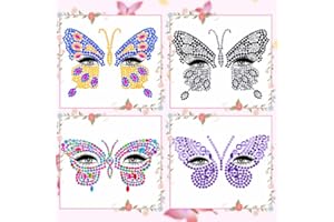 METEOROCK Brillantini Adesivi 4 Fogli, Farfalla Strass Adesivi per Viso, Strass Viso Stick Su Occhi Corpo, Gemme Viso per i Festival e le Feste, Bello Brillantini Make Up Viso, Adesivi Viso per Donne e Bambini