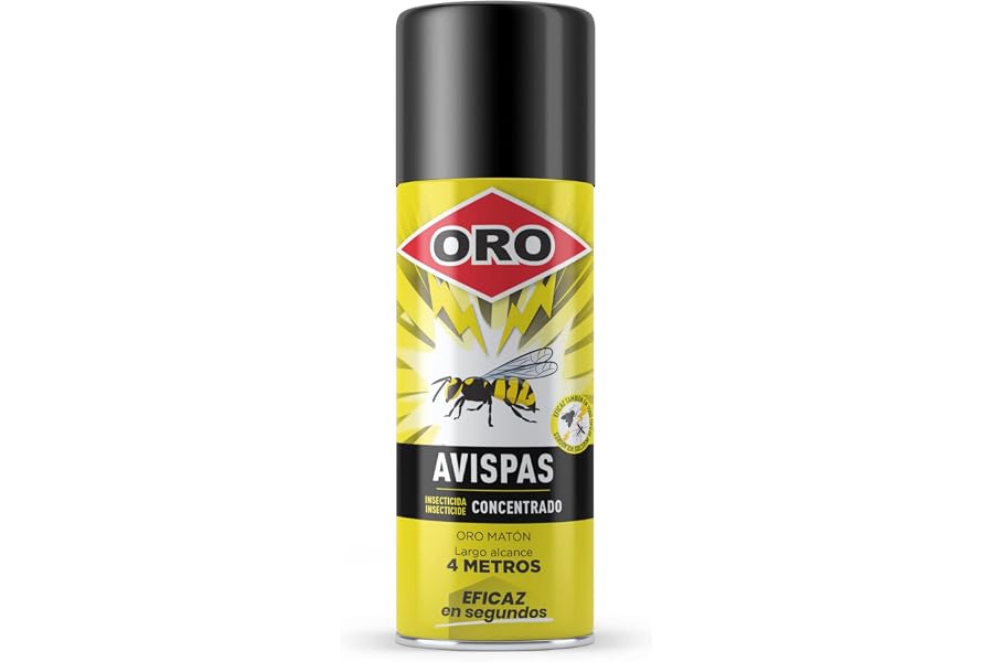 ORO INSECTICIDA Efectivo contra Avispas, Avispones, Avisperos, Avispa Asiática (Velutina). Insecticida Concentrado. Eficacia 