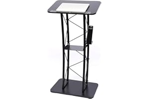 MAJEN JITEM Podium Black Curved Podium Floor Standing Metal Lectern w/A Cup Holder 40 * 60 * 120CM Podium Stand Pulpit Office