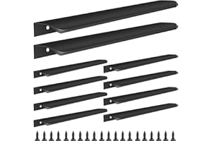 Malimali 10 Pack Black Kitchen Cupboard Handles Finger Edge Pulls for Cabinets and Drawers, 300mm Wardrobe Door Handles Modern Aluminum Bathroom Cabinet Handles, Matte Black
