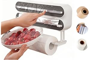 ‎BUITHAFU Buithafu Magnetischer Folienspender mit Schneider, Abroller und Spender für Alufolie Und Frischhaltefolie, Folienspender mit Papierhandtuchhalter und- Schneider