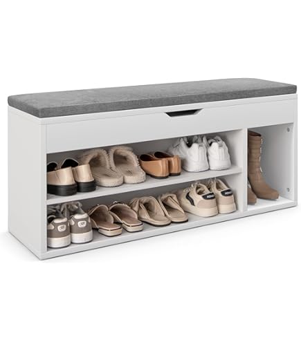 SoBuy FSR87-BR Schoenenkast Smal Met 2 Kleppen Schoenenrek Met 4 Legplanken Schoenencommode Met Extra Vak Schoenenrek Bruin