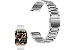 MBROS Compatible pour ICE-WATCH Metal Acier Classique Bracelet De Remplacement Compatible pour ICE-WATCH - Ice Smart Montre Connectée Femme 1.85 inch