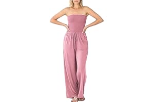 Iuyhau Women’s Jumpsuit Casual Off Shoulder Sleeveless Ruffle Button Belt Wide Leg Jumpsuits Rompers with Poket Summer Business Office Work Outfit