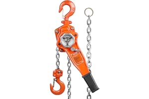 VEVOR Manual Lever Chain Hoist, 3/4 Ton 1650 lbs Capacity 5 FT Come Along, G80 Galvanized Carbon Steel with Weston Double-Pawl Brake, Auto Chain Leading & 360° Rotation Hook, for Garage Factory Dock