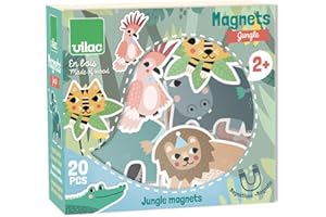 Vilac - 8546 - Magnets De la Jungle - 20 pièces - en Bois - Jouet De Premier Age - A partir de 2 Ans - Décoration des pièces par Michelle Carlsund - Formes des Lettres - Amusant - Jeu d’éveil