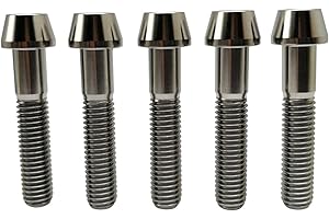 RISON-TITANIUM Lot de 5 Boulons en Titane de Tige de Vélo, M6 Vis de Potence de Vélo, Vélo Boulons de Tige Fixes s, Vis de Tige de Bicyclette pour MTB Vélo de Route de Montagne
