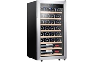 Kalamera Cave a vin, 28bouteilles, Panneau de commande tactile avec écran LED, Porte Vitrée, Températures: 5-18°C, 86L, KRC-28ASS