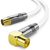 deleyCON 1.5 m TV Antenna Cable 4K - 4K Ultra-HD Full HD HDTV - 1x Elbow - Coaxial Cable - IEC Connector (Straight) to IEC So