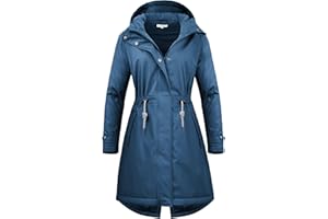 Regenmantel Damen wasserdicht Winterjacke Wintermantel lang Regenjacke gefüttert warm Übergangsjacke Herbst Softshelljacke mit Kapuze windjacke leicht Parka Winter Outdoorjacke