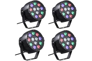 Lixada AC 90-240 V 12 LED par Lights 8 canaux RGBW Éclairage de Bureau avec Stroboscope DMX et Mode Actif pour Disco Party Christmas Wall Wash