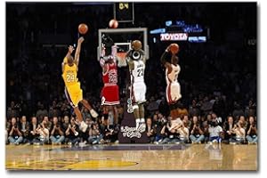 KTGEDH Wall Art Wall Decor Canvas Print, MVP Basketball Game Poster Kobe Bryant, Lebron James & Michael Jordan Pictures For Basketball Fans Souvenir Gifts, Sin marco,60×90cm