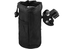 WODHMIEY Portabottiglie per passeggino, fodera in alluminio isolante, 9 x 17 cm, clip a coccodrillo, con tasche in rete e foro per cavo, per biciclette, passeggini, telaio passeggio per anziani (1,