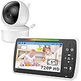 GAOEEIN Baby Monitor Video e Audio 5.0" LCD Telecamera Bambini con Monitor Video 3000mAh Modalità VOX/ECO Visione Notturna/Ni