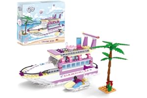 COGO Set di Costruzioni per Nave da Crociera Barca Spiaggia Giocattolo con Barche a Motore e Palme Regalo di Natale Giocattolo Creativo per Bambina 6 Anni 318 Pezzi