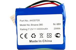 HANAIX 7.2V 4000mAh NI-MH Batterie per iRobot Braava 380T, 380, 390T, Mint 5200, 5200B, 5200C aspirapolvere