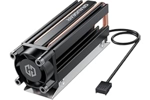 GRAUGEAR, M.2 Heatpipe chłodnica z wentylatorem, do NVMe 2280 SSD, wentylator PWM, regulowana prędkość, zmniejsza temperaturę nawet o 50%, 4 x podkładki przewodzące ciepło, miedziana rura grzewcza,
