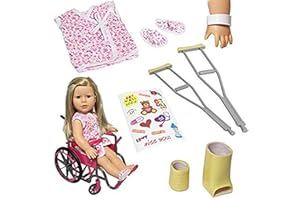 The New York Doll Collection Ensemble fauteuils roulants pour 18 Pouces / 46 cm Poupées Comprend Le plâtre pour Les Jambes, Le plâtre du Bras, Les béquilles et Le Fauteuil Roulant + Prime Accessoires