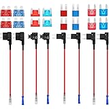 AUKENIEN Rubacorrente Fusibile 12V 4 Valori Portafusibili a Lama ADD A Circuit Fusibili Tap Adattatore Piggy Back Kit con Sta