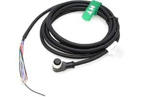 HangTon Cognex In Sight 3800 7000 470 260 Power IO Trigger Cable for Keyence IV3 Baumer Camera Sensor, M12 A-Coded 12 Pin Female Right Angle to Flying Lead CCB-PWRIO 5m