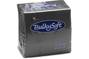 BULKY SOFT bulksoft Cocktail Napkins, 2-Ply, Black, Pack of 100, 9420649