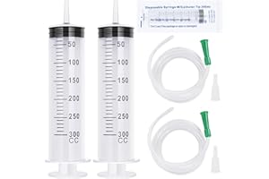 MOROCKET 2 Stück Spritze 300ml, Spritze mit Schlauch, Spritze Groß, Wiederverwendbare Olspritze, Spritze ohne Nadel, Dosierspritze für Labor, Garten, Wissenschaftliche Forschung