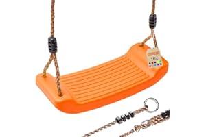 TRIBECCO Balançoire, Aire de jeux, Siège antidérapant, Balançoire en plastique, Planche à bascule (Orange)
