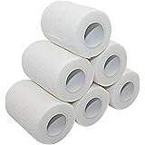 STpro Non Tessuto Coesive Elastica Benda Flessibile Bendaggio in Varia Colori,7,5cm x 6 Rotoli,Bianco