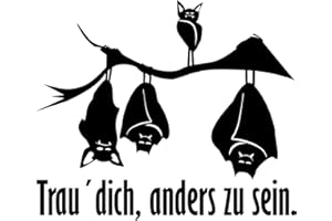 BLATTWERK-DESIGN Wandtattoo – 'Trau dich, anders zu sein' – Spruch, Fledermäuse // Farb- und Größenwahl (Schwarz - 250 mm x 210 mm)
