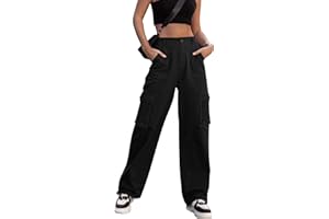 Dordanity Y2K Cargohose für Damen Baggy Hosen High Waist Wanderhose Baumwolle Arbeitshose mit Multi Taschen