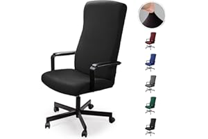 EOZAKAVOD Pokrowce na Krzesła do Biura Uniwersalne Poszewka na Krzesło Biurowe Pokrowce na Krzesła Zdejmowane Pokrowce na Siedzenia Nadaje Się do Prania Pokrowiec na Fotel Komputerowy(Bez Krzesła) (Czarny,L)