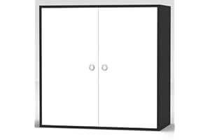 URBNLIVING 2 Tier Wooden Storage Cabinet (Black Unit + White Doors)