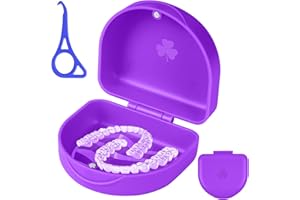 OFFCUP Porta Apparecchio Denti con Strumenti di Rimozione Allineatore, Porta Dentiera, Scatola per Protesi, Porta Protesi Dentale, Porta Bite Dentale, Custodia da Bagno per Protesi - Viola