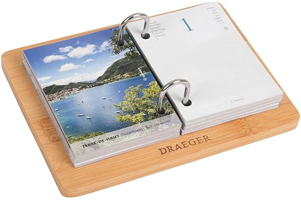 DRAEGER PARIS | Coffret Agenda éphéméride Yvon France janvier-dec 2023 | 365 jours 365 feuillets | Agenda bureau |7 langues | Papier certifié FSC®, Imprimé avec encres végétales