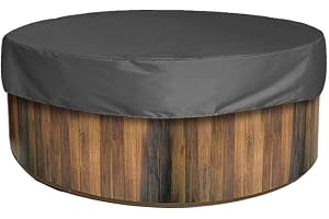 NIMOSA Rund badtunna lock, vattentätt väderbeständiga spa -badtunna skyddar med elastiska remmar för utomhusbadkar,Black,200x