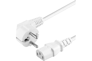 PremiumCord kpsp2w strömkabel 230 V 2 m, strömkabel med skyddskontakt vinklad till kallenhetsuttag C13, IEC 320, PC-strömkabe