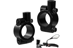 Tunejoy Soporte para Espejo Retrovisor Moto M10 Abrazaderas de Montaje en Espejo de Manillar de 25mm de Moto para Dirt Bike ATV Negro 2 Piezas