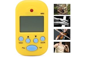LENTLY Métronome Beat Tap, Mini Métronome Numérique Professionnel M50 Tempo pour Musiciens, Multifonctionnel, Facile à Utiliser (Jaune)
