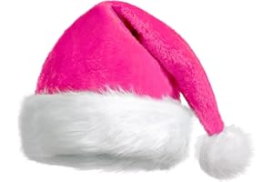 CITÉTOILE Santa Hat - Pink Velvet Father Christmas Hat, Luxury Adult Xmas Costume